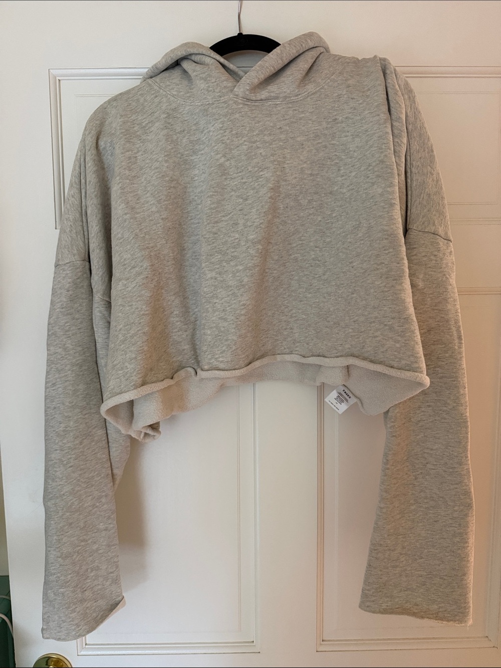 Tkees Light Gray Cropped Hoodie Sweatshirt